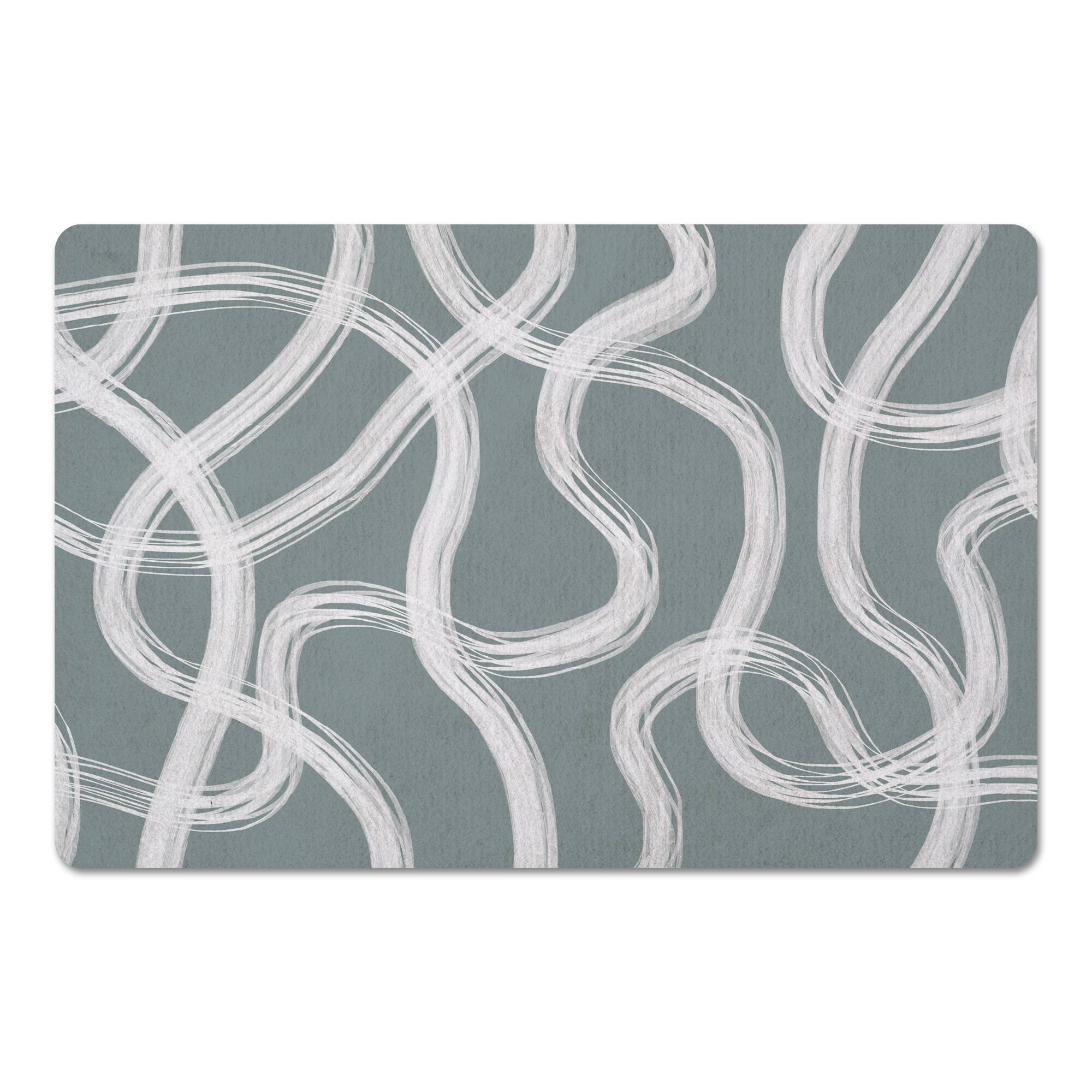 White Strokes on Gray Floor Mat, 27" x 18*